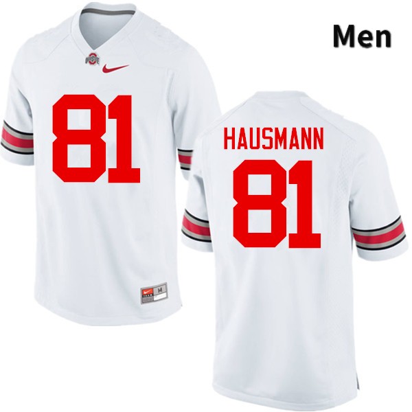 Ohio State Buckeyes Jake Hausmann Men's #81 White Game Stitched College Football Jersey